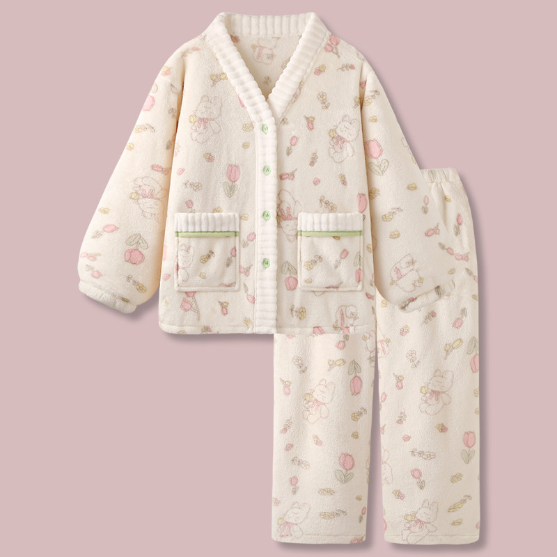 japanese pajamas women's winter 2026 new thick flannel sweet long sleeved home service nightgown japanese pajamas women's winter 2026 new thick flannel sweet long sleeved home service nightgown