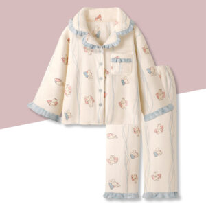 japanese pajamas women's winter new thick flannel sweet long sleeved home service nightgown